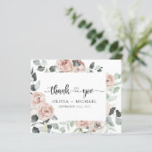 Papier Dusty rose Floral verdure Merci Invitation (Debout devant)