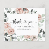 Papier Dusty rose Floral verdure Merci Invitation (Devant)
