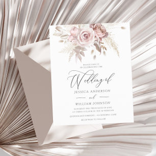 Papier Dusty Rose Ivory Floral Budget Faire-part de maria