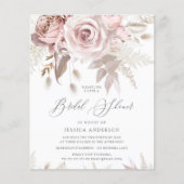 Papier Dusty Rose Ivory Floral Budget Fête des mariées (Devant)