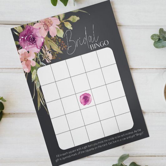 Papier Dusty rose violet floral Bingo de la nuptiale de c