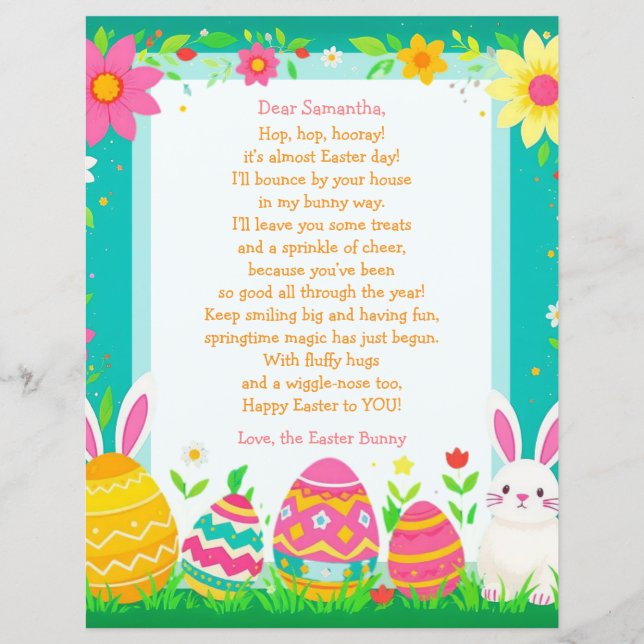 Papier Easter Bunny Letter and Question Game for Children (Devant)