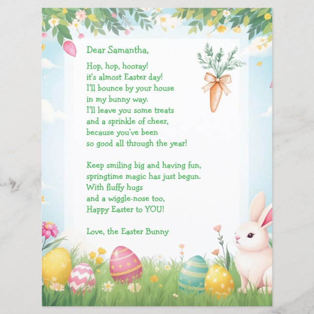 Papier Easter Bunny Letter and Question Game for Children (Devant)