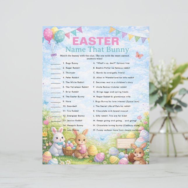 Papier Easter Name That Bunny Trivia Game (Debout devant)