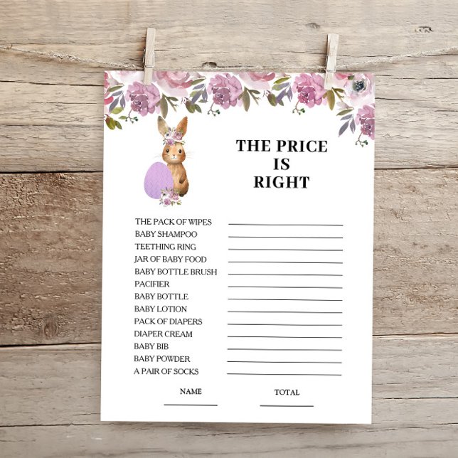 Papier Easter Price is Right Baby Shower Game Card  (Créateur téléchargé)
