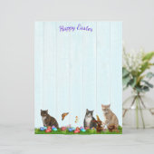 Papier Easter Stationery - With Cats, Bunnies, and Eggs (Debout devant)