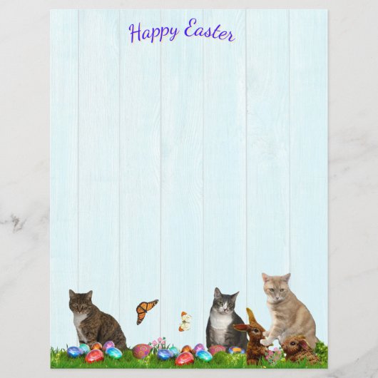 Papier Easter Stationery - With Cats, Bunnies, and Eggs (Devant)