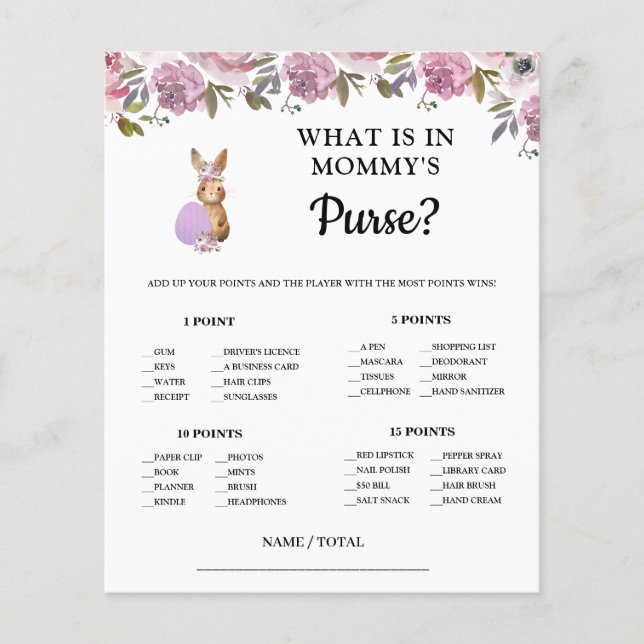 Papier Easter What is in Mommy's Purse Baby Game Card  (Devant)