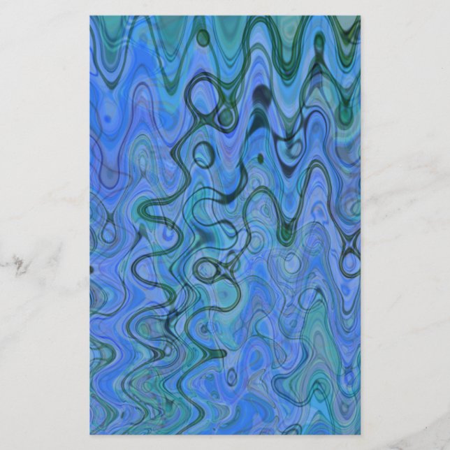Papier Eaux Bleues Marbrées (Devant)