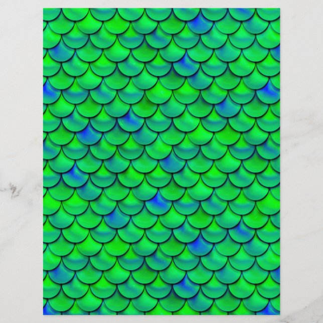 Papier Écailles Bleues Vertes Tombées (Devant)