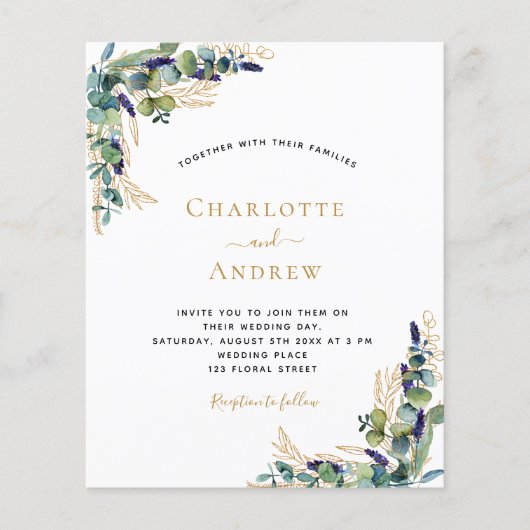 Papier Écalyptus budget verdure élégante moderne mariage (Devant)