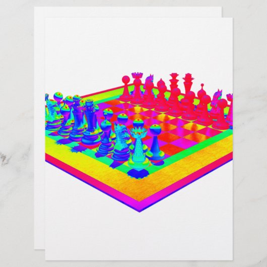 Papier Échecs colorés et pièces d'échecs (Devant / Derrière)