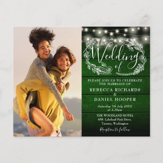 Papier Éclairage rustique vert Budget 2 photo Mariage Inv (Devant)