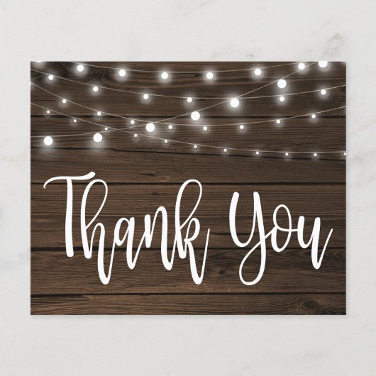 Papier Éclairages à cordes rustiques sur Merci de bois (Devant)