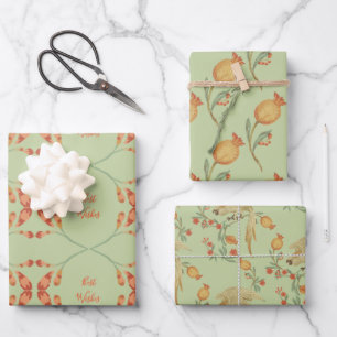Papier éco et orange à envelopper Jeu plat de 3 fe