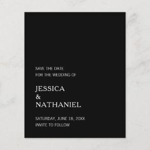 Papier Économisez sur la date de mariage minimaliste noir