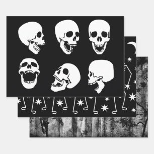 Papier écrêté SKULLS Jeu plat de 3 feuilles