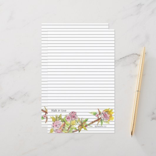 Papier Écriture Ephésiens 5 2 Marcher Dans L'Amour Linné (Devant/Arrière en situation)
