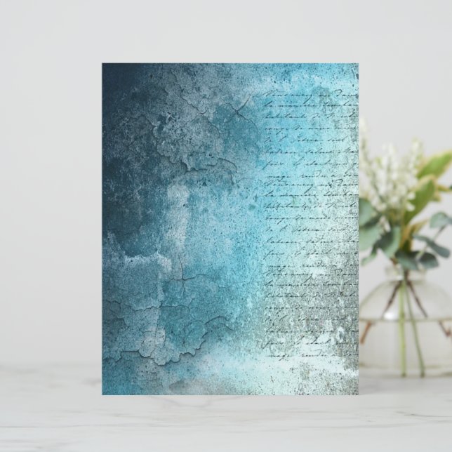 Papier Écriture et texture bleues vintage (Debout devant)