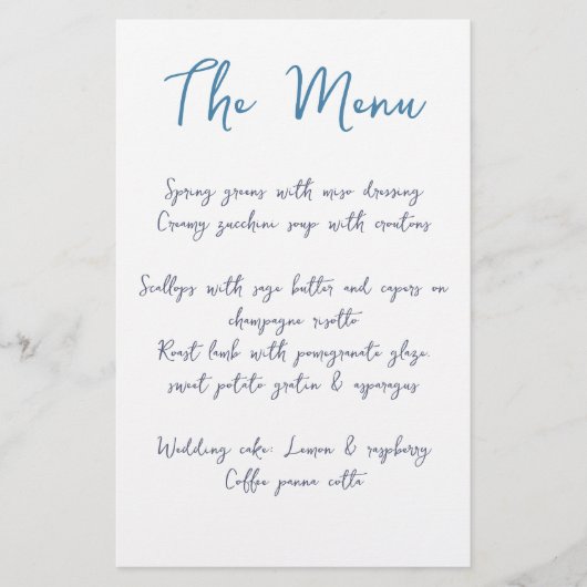 Papier Écriture manuscrite moderne Script bleu Mariage Dé (Devant)