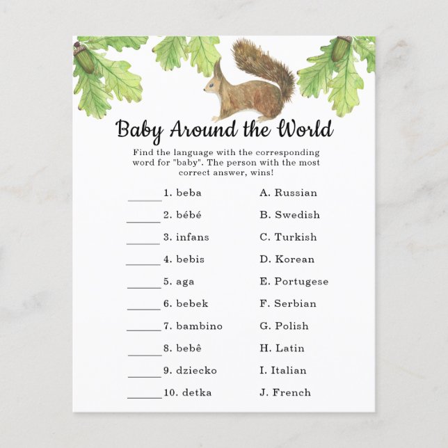 Papier Écureuil - Bébé autour du monde jeu (Devant)