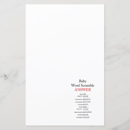 Papier Editable Baby Word Scramble with Answer (Dos)