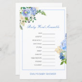 Papier Editable Baby Word Scramble with Answer (Devant / Derrière)