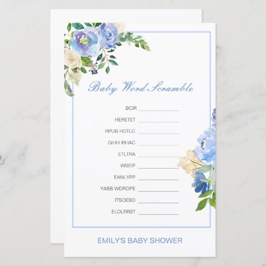 Papier Editable Baby Word Scramble with Answer (Devant / Derrière)