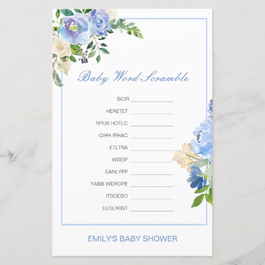 Papier Editable Baby Word Scramble with Answer (Devant)