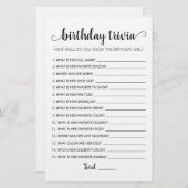 Papier Editable Birthday trivia Jeu de fête d'anniversair (Devant / Derrière)