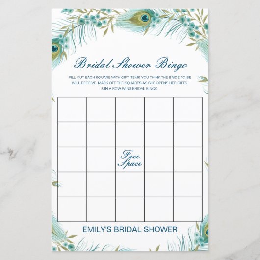 Papier Editable Bridal Bingo Bridal Shower Game PRINTED (Devant)