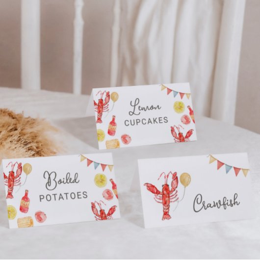 Papier Editable Crawfish Food Tent Cards