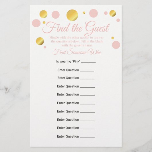 Papier Editable Find the Guest Baby shower Game (Devant)