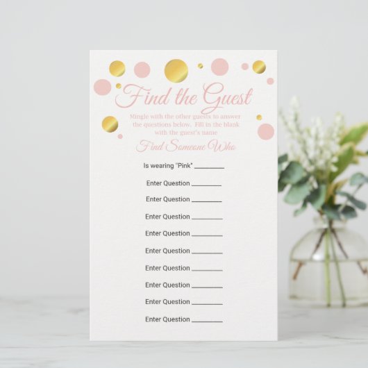 Papier Editable Find the Guest Baby shower Game (Debout devant)