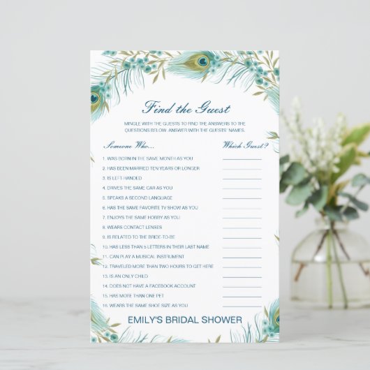 Papier Editable Find the Guest Fête des mariées Game (Debout devant)