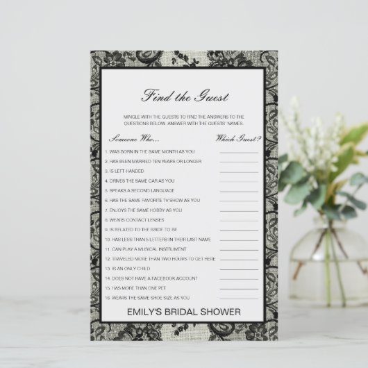 Papier Editable Find the Guest Fête des mariées Game (Debout devant)