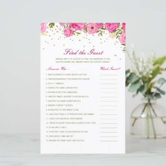 Papier Editable Find the Guest Fête des mariées Game (Debout devant)