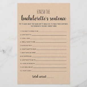 Papier Editable Finish the Bachelorette's Sentence Game