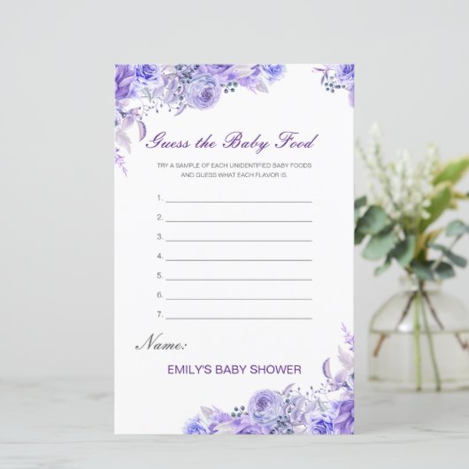 Papier Editable Guess the Baby Food Baby shower Game (Debout devant)