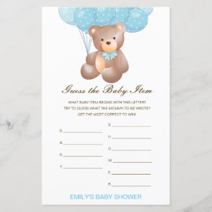 Papier Editable Guess the Baby Item Baby shower Jeu