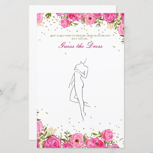 Papier Editable Guess the Dress Fête des mariées Jeu (Devant / Derrière)