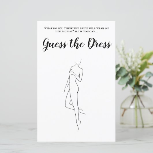 Papier Editable Guess the Dress Fête des mariées Jeu (Debout devant)