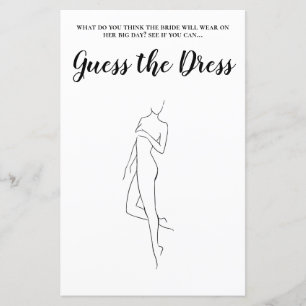 Papier Editable Guess the Dress Fête des mariées Jeu