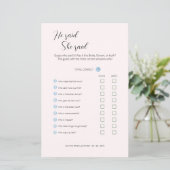 Papier Editable Il A Dit Qu'Elle A Dit Wedding shower Gam (Debout devant)