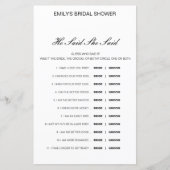 Papier Editable Il A Dit Qu'Elle A Dit Wedding shower Jeu (Devant)