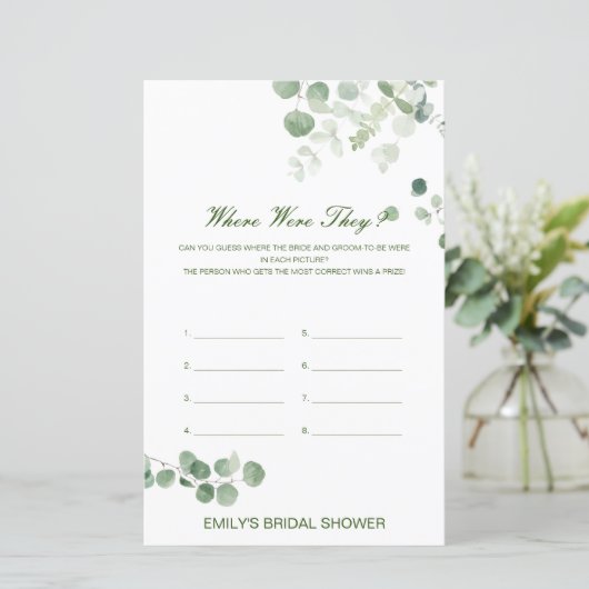 Papier Editable Où étaient-ils Fête des mariées Game (Debout devant)