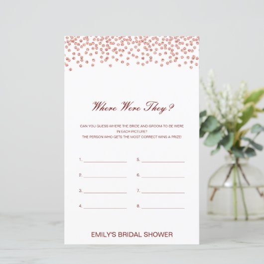 Papier Editable Où étaient-ils Fête des mariées Game (Debout devant)