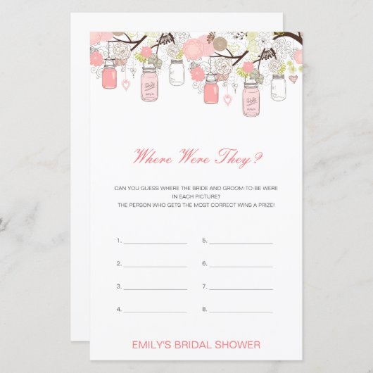 Papier Editable Où étaient-ils Fête des mariées Game (Devant / Derrière)