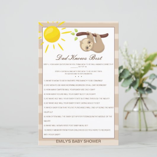 Papier Editable Papa connaît le meilleur jeu de Baby show (Debout devant)