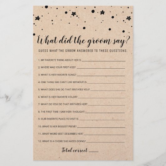 Papier Editable Qu'est-ce que la salle a dit jeu de Fête (Devant)